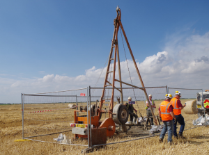 A borehole drilling rig from the recent site investigation campaign.